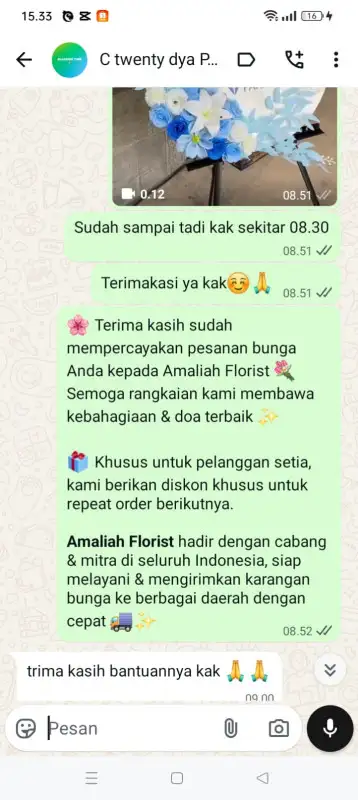Testimonial krans bunga BANGGAI KEPULAUAN