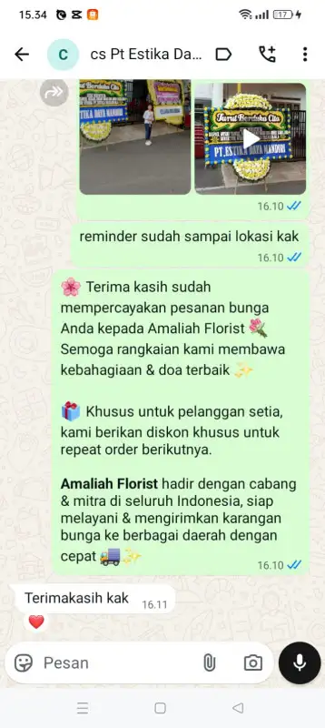 Testimonial Papan Bunga duka BANGGAI KEPULAUAN